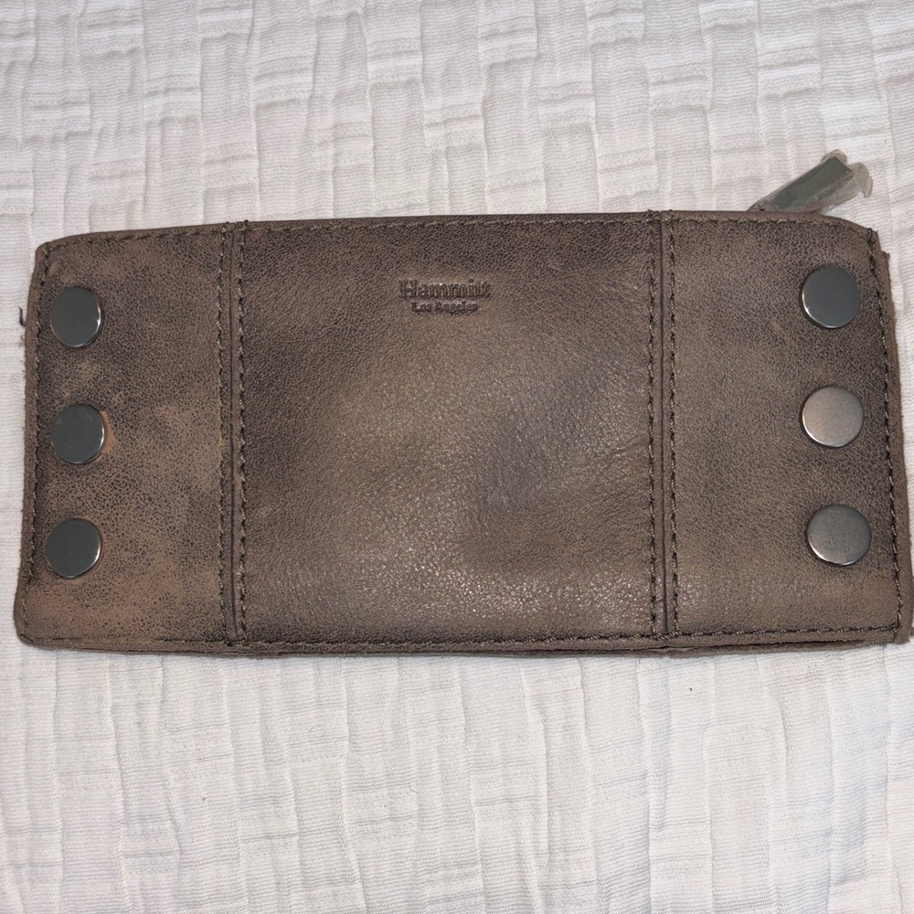 Hammitt 110 North Pewter/Greige Studded Distressed Leather Bifold Wallet
